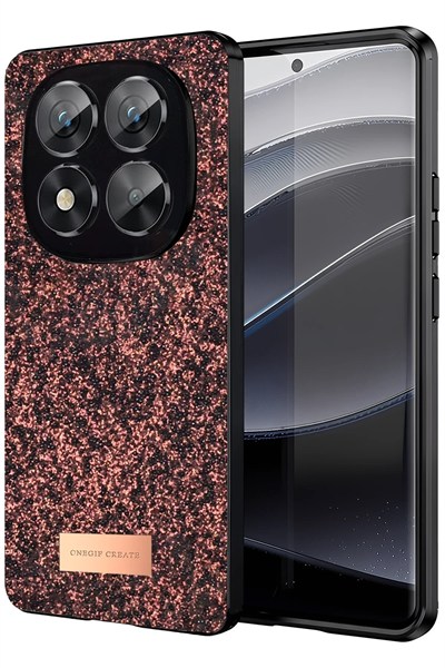 Mey İthalat®   Redmi Note 14 Pro 5G Bright Simli Kapak - Derin Mor