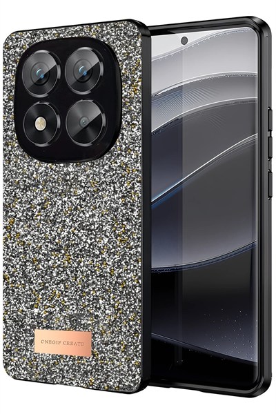 Mey İthalat®   Redmi Note 14 Pro 5G Bright Simli Kapak - Gümüş