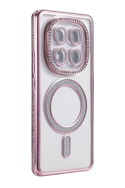 Mey İthalat®   Redmi Note 14 Pro 5G Joke Simli Magneticsafe Kılıf - Pembe