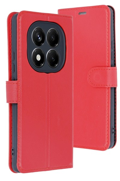 Mey İthalat®   Redmi Note 14 Pro 5G Kılıf Trend S Plus Kapaklı Kılıf - Kırmızı