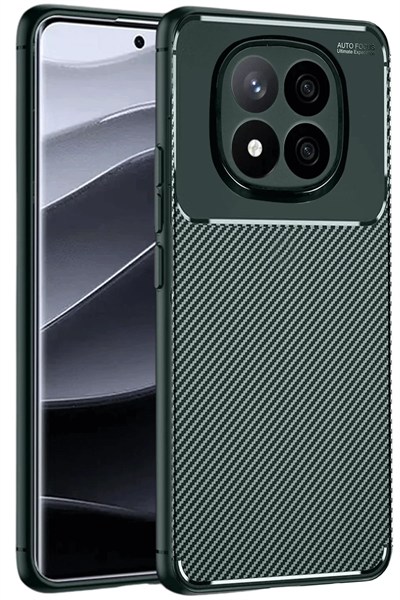 Mey İthalat®   Redmi Note 14 Pro 5G Kılıf Auto Focus Karbon Kapak - Koyu Yeşil