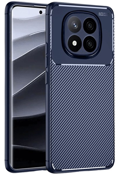 Mey İthalat®   Redmi Note 14 Pro 5G Kılıf Auto Focus Karbon Kapak - Lacivert