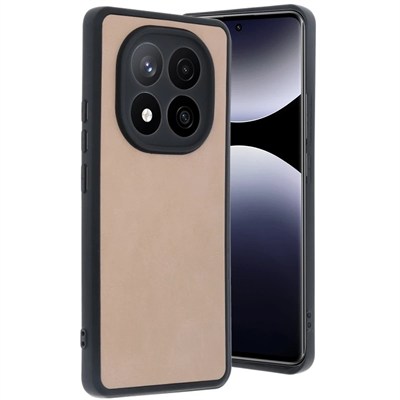 Mey İthalat®   Redmi Note 14 Pro 5G Kılıf Aras Deri Kapak - Pudra