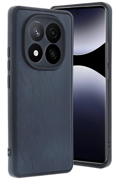 Mey İthalat®   Redmi Note 14 Pro 5G Kılıf Aras Deri Kapak - Lacivert