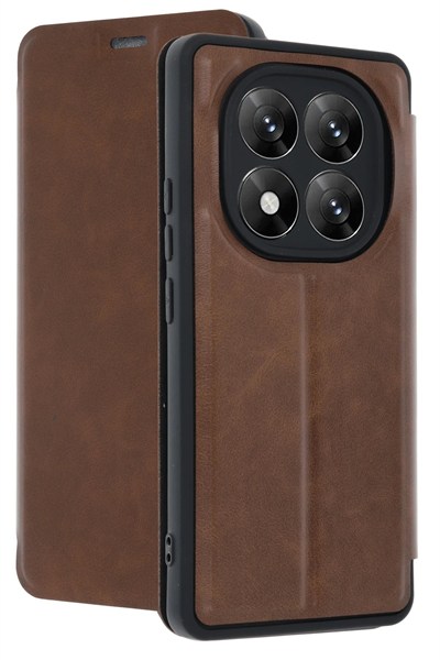 Mey İthalat®   Redmi Note 14 Pro 5G Kılıf Flip Cover - Taba