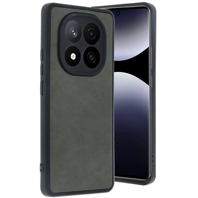 Mey İthalat®   Redmi Note 14 Pro 5G Kılıf Aras Deri Kapak - Koyu Yeşil