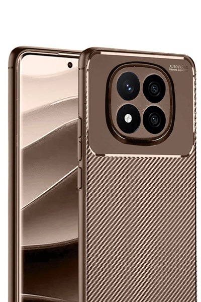 Mey İthalat®   Redmi Note 14 Pro 5G Kılıf Auto Focus Karbon Kapak - Kahverengi