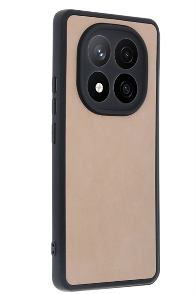 Mey İthalat®   Redmi Note 14 Pro 5G Kılıf Aras Deri Kapak - Pudra
