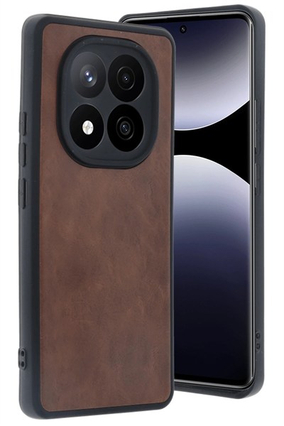 Mey İthalat®   Redmi Note 14 Pro 5G Kılıf Aras Deri Kapak - Taba