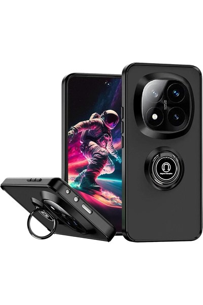 Mey İthalat®   Redmi Note 14 Pro Plus Kılıf Montreal Yüzüklü Silikon Kapak - Siyah