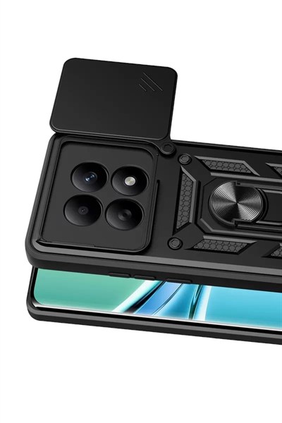 Mey İthalat®   Redmi Note 15 4G Pars Lens Yüzüklü Silikon - Siyah