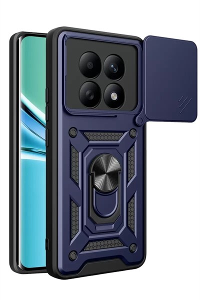 Mey İthalat®   Redmi Note 15 4G Pars Lens Yüzüklü Silikon - Lacivert