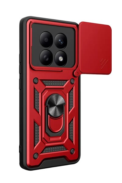 Mey İthalat®   Redmi Note 15 4G Pars Lens Yüzüklü Silikon - Kırmızı