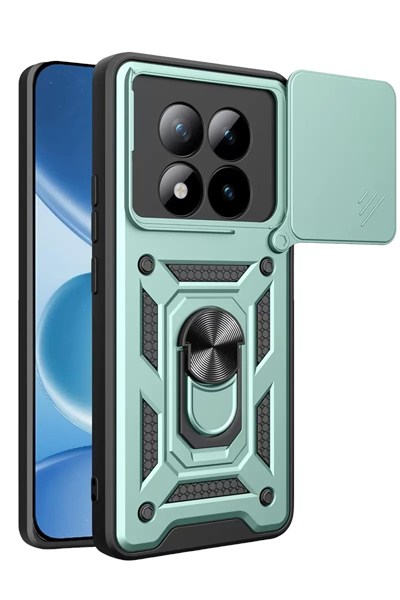 Mey İthalat®   Redmi Note 15 Pro 4G Pars Lens Yüzüklü Silikon - Yeşil