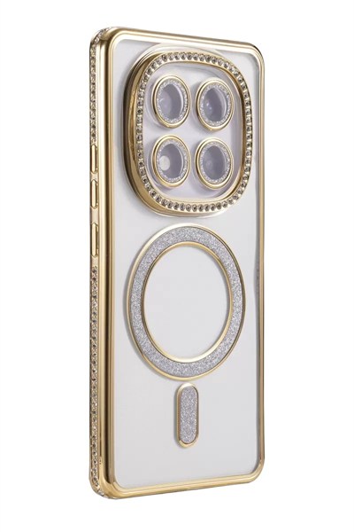 Mey İthalat®   Redmi Note 15 Pro 5G Joke Simli Magneticsafe Kılıf - Gold
