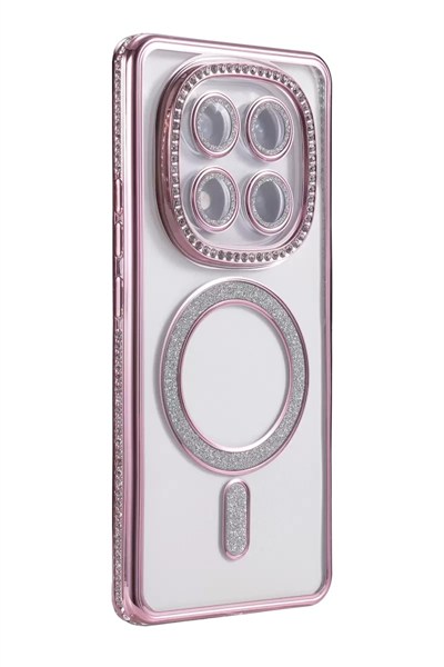 Mey İthalat®   Redmi Note 15 Pro 5G Joke Simli Magneticsafe Kılıf - Pembe