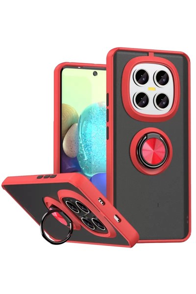 Mey İthalat®   Redmi Note 15 Pro 5G Montreal Yüzüklü Silikon Kapak - Kırmızı