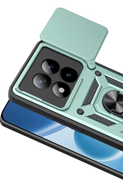 Mey İthalat®   Redmi Note 15 Pro 5G Pars Lens Yüzüklü Silikon - Yeşil