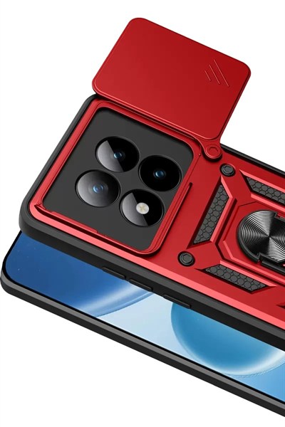 Mey İthalat®   Redmi Note 15 Pro 5G Pars Lens Yüzüklü Silikon - Kırmızı