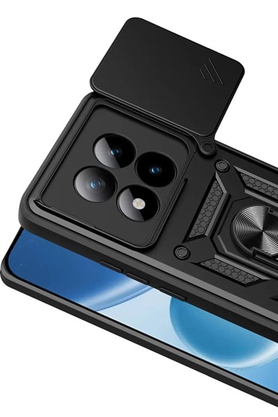 Mey İthalat®   Redmi Note 15 Pro 5G Pars Lens Yüzüklü Silikon - Siyah