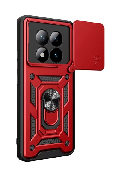Mey İthalat®   Redmi Note 15 Pro 5G Pars Lens Yüzüklü Silikon - Kırmızı