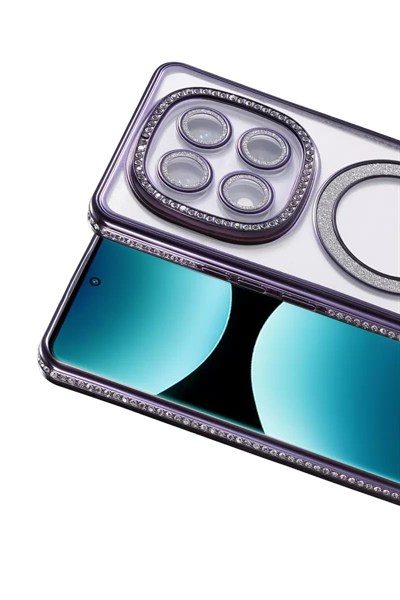 Mey İthalat®   Redmi Note 15 Pro Plus 5G Joke Simli Magneticsafe Kılıf - Derin Mor