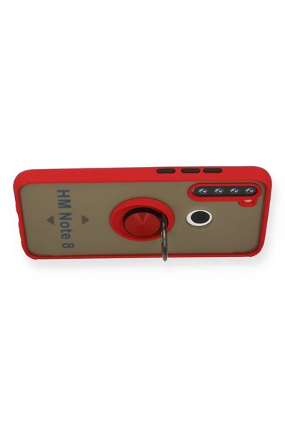 Mey İthalat®   Redmi Note 8 Kılıf Montreal Yüzüklü Silikon Kapak - Kırmızı