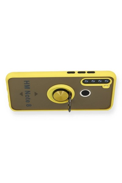 Mey İthalat®   Redmi Note 8 Kılıf Montreal Yüzüklü Silikon Kapak - Sarı