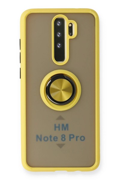 Mey İthalat®   Redmi Note 8 Pro Kılıf Montreal Yüzüklü Silikon Kapak - Sarı