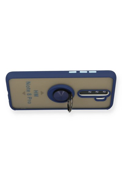 Mey İthalat®   Redmi Note 8 Pro Kılıf Montreal Yüzüklü Silikon Kapak - Lacivert