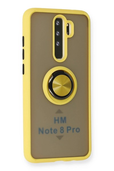 Mey İthalat®   Redmi Note 8 Pro Kılıf Montreal Yüzüklü Silikon Kapak - Sarı