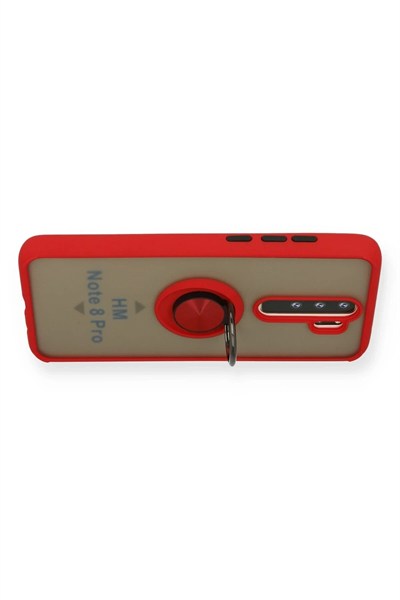 Mey İthalat®   Redmi Note 8 Pro Kılıf Montreal Yüzüklü Silikon Kapak - Kırmızı