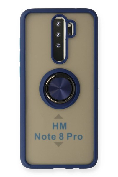 Mey İthalat®   Redmi Note 8 Pro Kılıf Montreal Yüzüklü Silikon Kapak - Lacivert