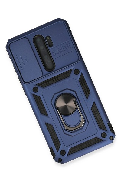 Mey İthalat®   Redmi Note 8 Pro Kılıf Pars Lens Yüzüklü Silikon - Lacivert