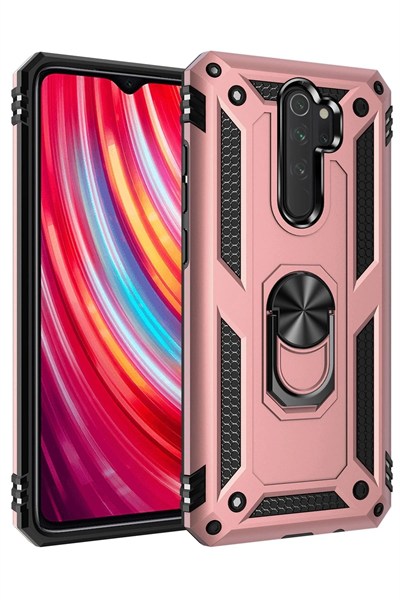 Mey İthalat®   Redmi Note 8 Pro Kılıf Sofya Yüzüklü Silikon Kapak - Rose