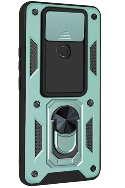 Mey İthalat®   Redmi Note 9 4G Kılıf Pars Lens Yüzüklü Silikon - Yeşil
