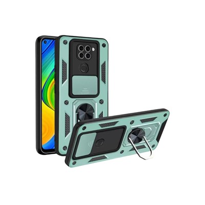 Mey İthalat®   Redmi Note 9 4G Kılıf Pars Lens Yüzüklü Silikon - Yeşil