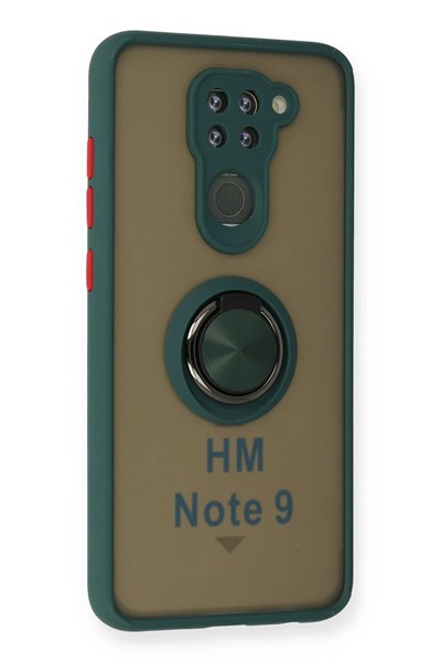 Mey İthalat®   Redmi Note 9 Kılıf Montreal Yüzüklü Silikon Kapak - Yeşil