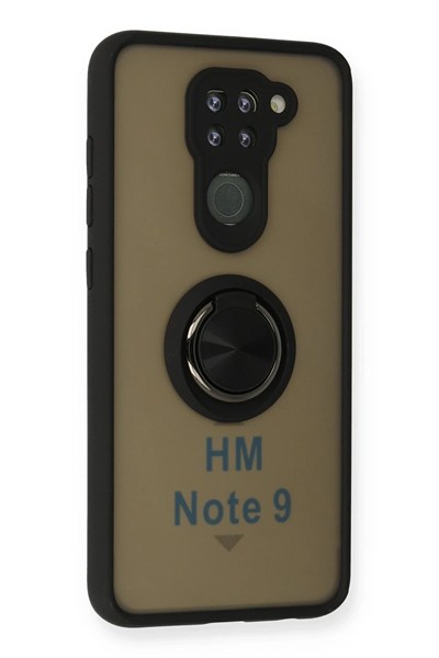 Mey İthalat®   Redmi Note 9 Kılıf Montreal Yüzüklü Silikon Kapak - Siyah