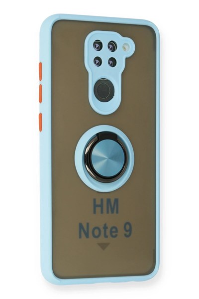 Mey İthalat®   Redmi Note 9 Kılıf Montreal Yüzüklü Silikon Kapak - Buz Mavi