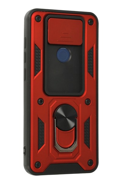 Mey İthalat®   Redmi Note 9 Kılıf Pars Lens Yüzüklü Silikon - Kırmızı