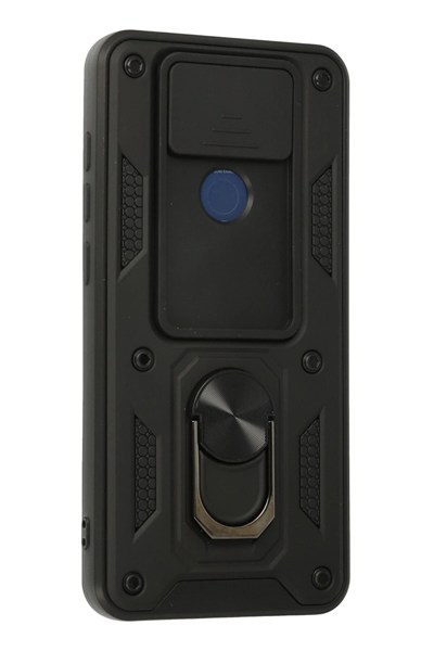 Mey İthalat®   Redmi Note 9 Kılıf Pars Lens Yüzüklü Silikon - Siyah
