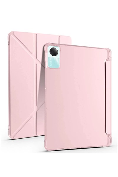Mey İthalat®   Redmi Pad SE 4G Kılıf Kalemlikli Mars Tablet Kılıfı - Rose Gold