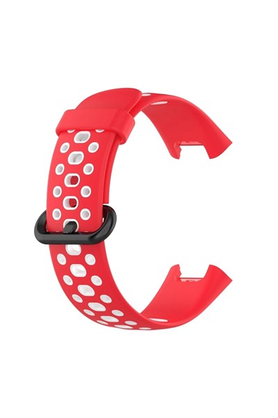 Mey İthalat®   Redmi Watch 2 Spor Delikli Kordon - Kırmızı-Beyaz