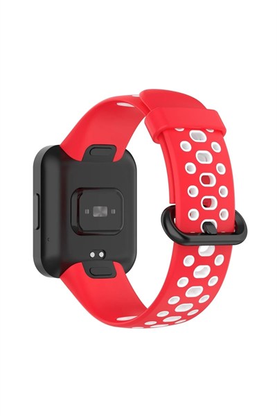 Mey İthalat®   Redmi Watch 2 Spor Delikli Kordon - Kırmızı-Beyaz