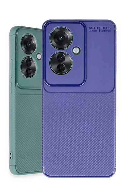 Mey İthalat®   Reno 11F Kılıf Auto Focus Karbon Kapak - Koyu Yeşil