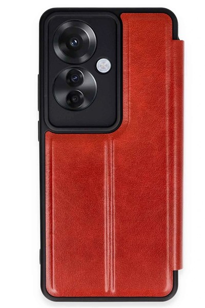 Mey İthalat®   Reno 11F Kılıf Flip Cover - Kırmızı