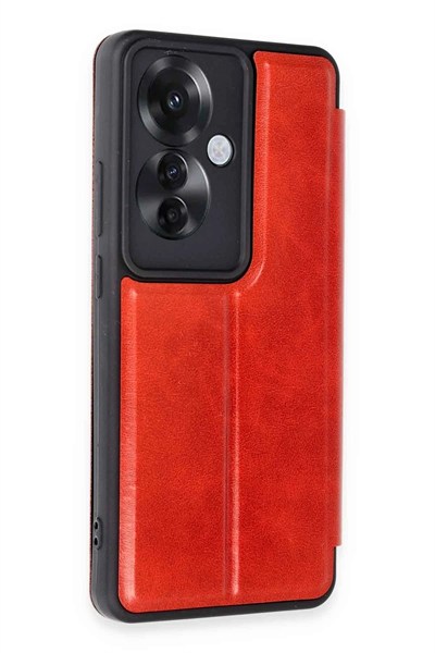 Mey İthalat®   Reno 11F Kılıf Flip Cover - Kırmızı