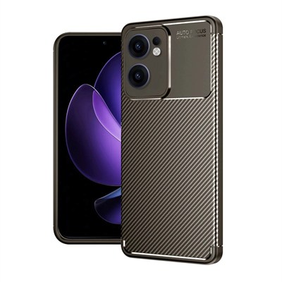 Mey İthalat®   Reno 13F Kılıf Auto Focus Karbon Kapak - Kahverengi