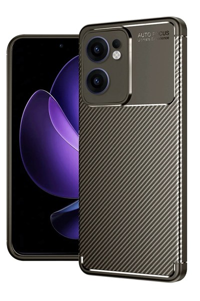 Mey İthalat®   Reno 13F Kılıf Auto Focus Karbon Kapak - Kahverengi